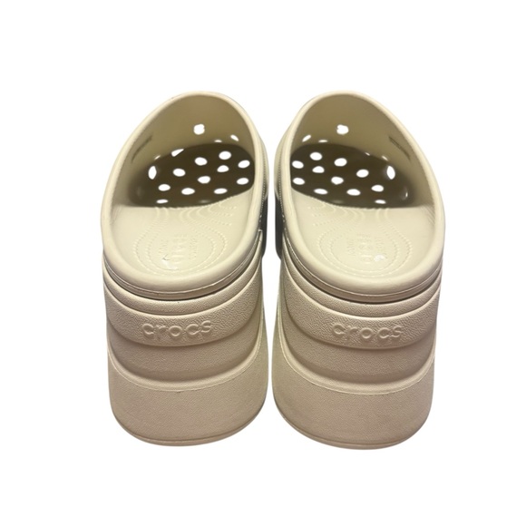 New Crocs Siren Clog Platform Block High Heels Bone/Biege Slip On Womens Size 12 - Picture 4 of 7